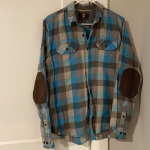 Flannel shirt with elbow patches
